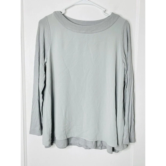 J Jill Wearever Collection Mixed Media Layered Top Sz SP Zinc Gray Womens NEW - Picture 1 of 9